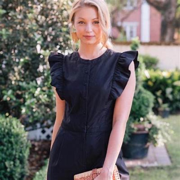 Gal Meets Glam Black Ruffle Sleeve Jumpsuit - Picture 1 of 8